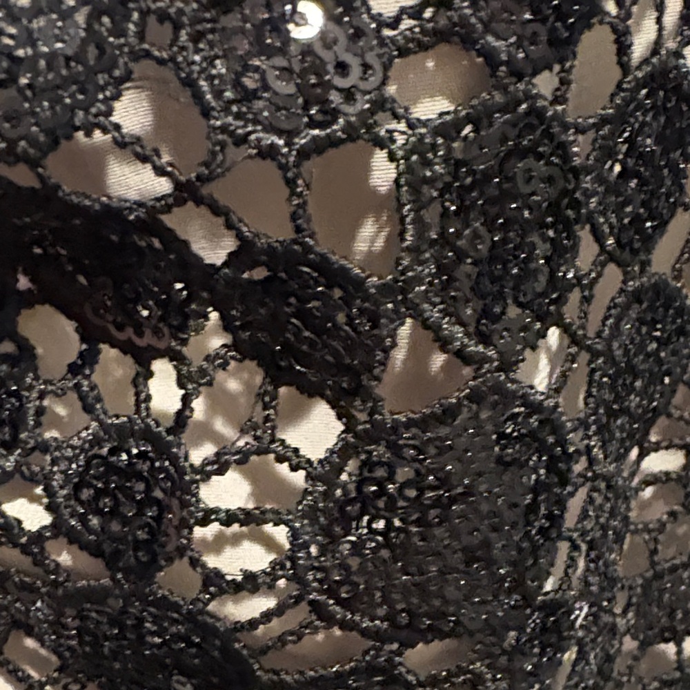 Alice + Olivia Floral sequins Lace Mini shift Dress size 2 crochet - Picture 5 of 9